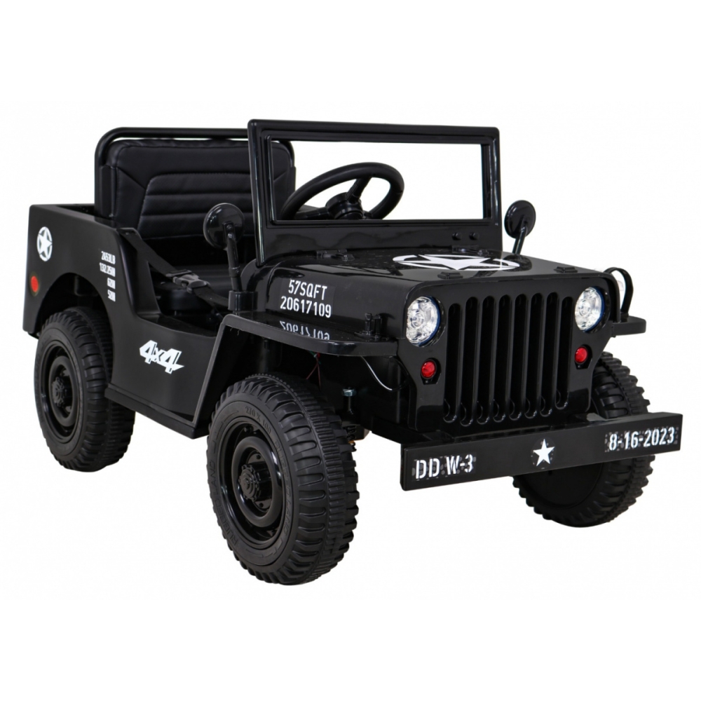 Elektromobilis Retro karinis 4x4 pavara, Black-Elektromobiliai vaikams, Visureigiai-e-vaikas