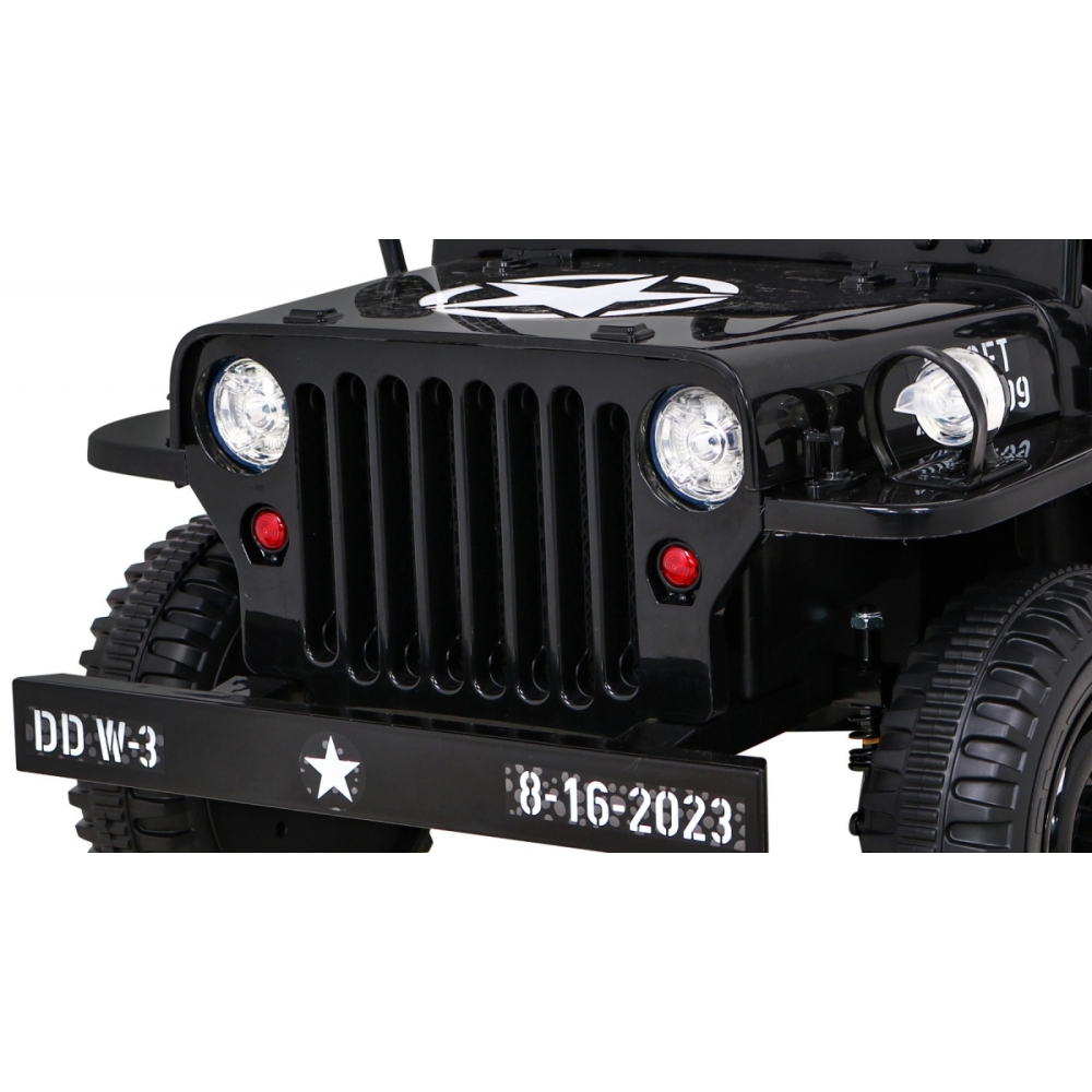 Elektromobilis Retro karinis 4x4 pavara, Black-Elektromobiliai vaikams, Visureigiai-e-vaikas