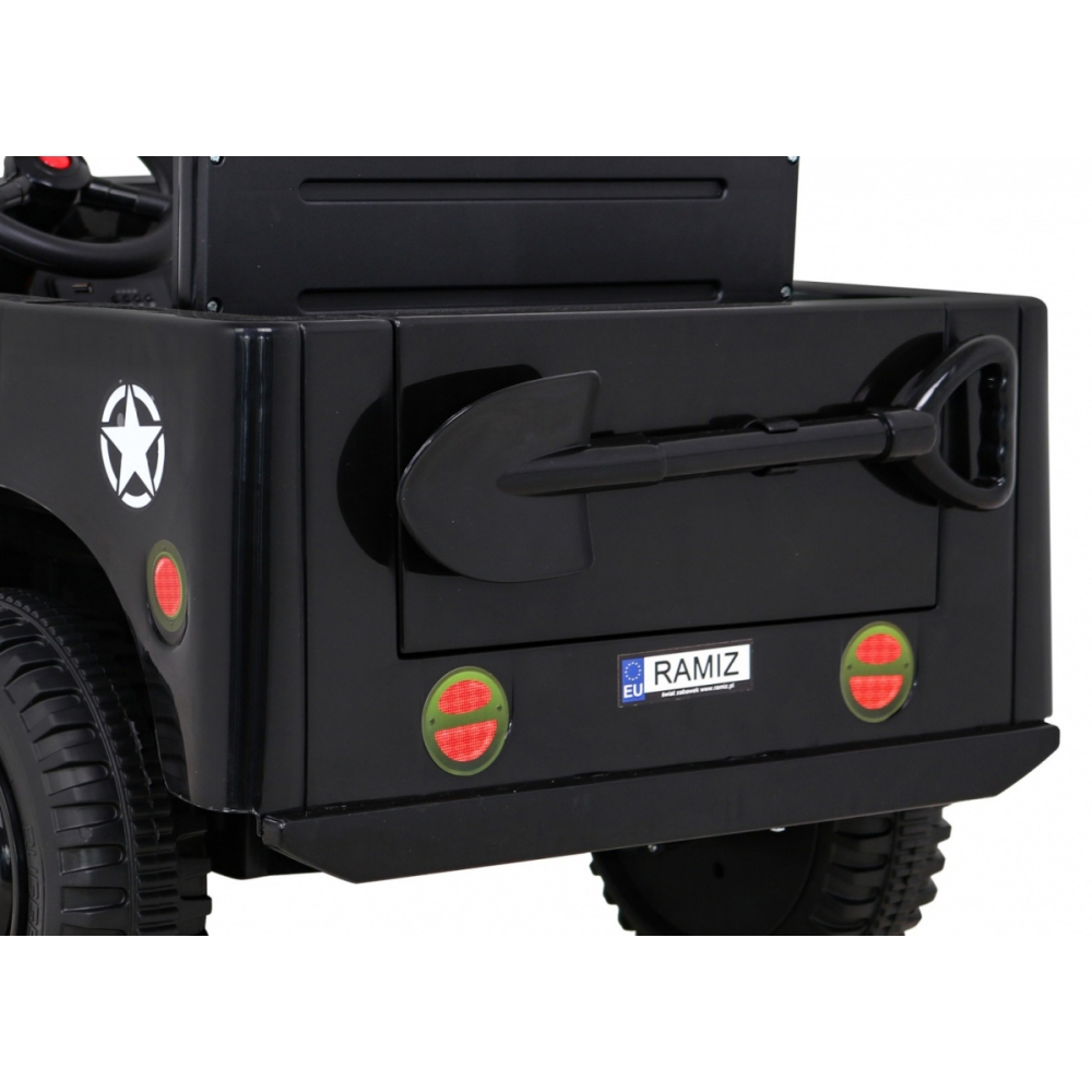 Elektromobilis Retro karinis 4x4 pavara, Black-Elektromobiliai vaikams, Visureigiai-e-vaikas
