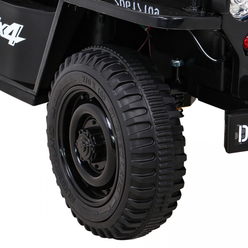 Elektromobilis Retro karinis 4x4 pavara, Black-Elektromobiliai vaikams, Visureigiai-e-vaikas