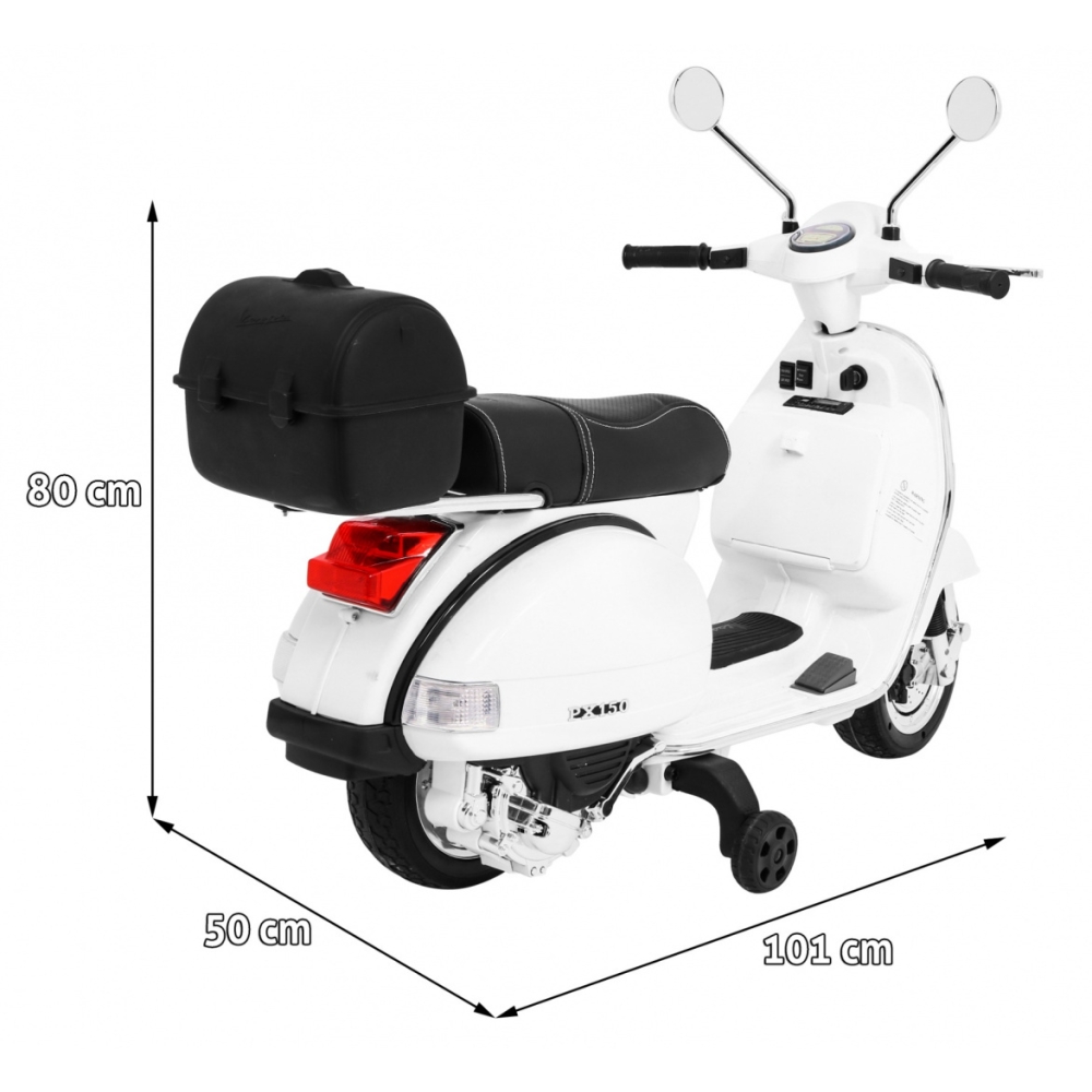 Elektrinis motoroleris vaikams Vespa, White-Elektromobiliai vaikams, Motociklai-e-vaikas