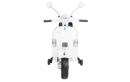 Skuter Vespa elektryczny dla dzieci Biały + Kółka pomocnicze + Audio + Ekoskóra + EVA + Wolny Start