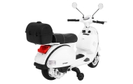Skuter Vespa elektryczny dla dzieci Biały + Kółka pomocnicze + Audio + Ekoskóra + EVA + Wolny Start