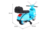 Skuter Vespa elektryczny dla dzieci Niebieski + Kółka pomocnicze + Audio + Ekoskóra + EVA + Wolny Start
