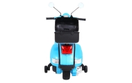 Skuter Vespa elektryczny dla dzieci Niebieski + Kółka pomocnicze + Audio + Ekoskóra + EVA + Wolny Start