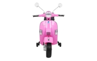 Skuter Vespa elektryczny dla dzieci Różowy + Kółka pomocnicze + Audio + Ekoskóra + EVA + Wolny Start