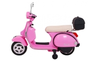 Skuter Vespa elektryczny dla dzieci Różowy + Kółka pomocnicze + Audio + Ekoskóra + EVA + Wolny Start