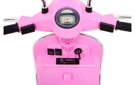 Skuter Vespa elektryczny dla dzieci Różowy + Kółka pomocnicze + Audio + Ekoskóra + EVA + Wolny Start