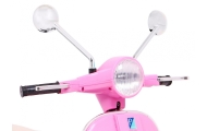 Skuter Vespa elektryczny dla dzieci Różowy + Kółka pomocnicze + Audio + Ekoskóra + EVA + Wolny Start