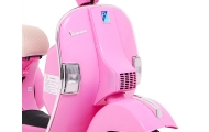 Skuter Vespa elektryczny dla dzieci Różowy + Kółka pomocnicze + Audio + Ekoskóra + EVA + Wolny Start