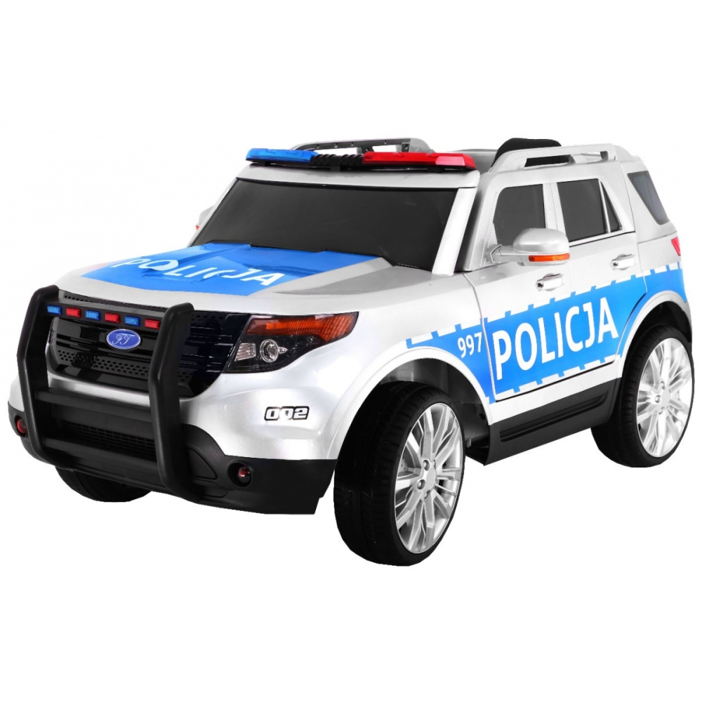 Vaikams skirtas baterijomis maitinamas policijos automobilis-visureigis + sirenos + šviesos + garsiakalbis + nuotolinio valdymo-