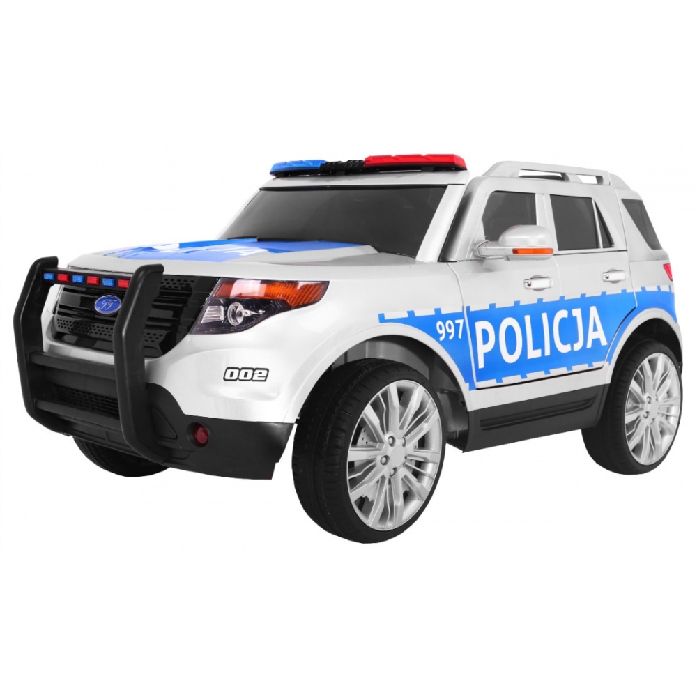 Vaikams skirtas baterijomis maitinamas policijos automobilis-visureigis + sirenos + šviesos + garsiakalbis + nuotolinio valdymo-
