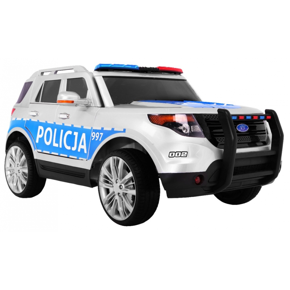 Vaikams skirtas baterijomis maitinamas policijos automobilis-visureigis + sirenos + šviesos + garsiakalbis + nuotolinio valdymo-