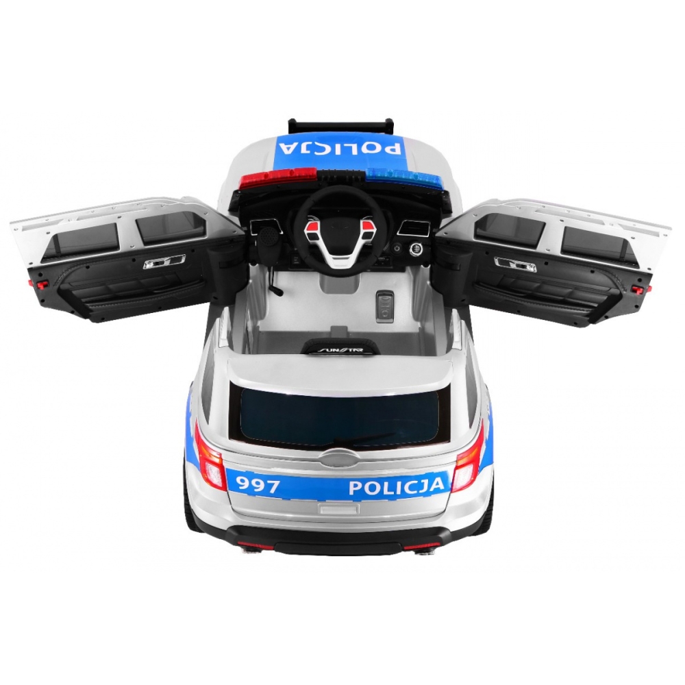 Vaikams skirtas baterijomis maitinamas policijos automobilis-visureigis + sirenos + šviesos + garsiakalbis + nuotolinio valdymo-