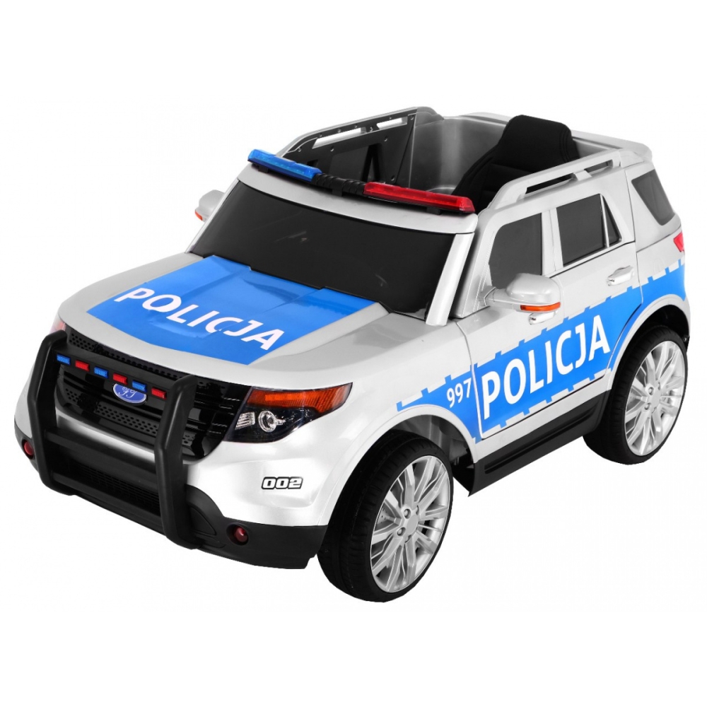 Vaikams skirtas baterijomis maitinamas policijos automobilis-visureigis + sirenos + šviesos + garsiakalbis + nuotolinio valdymo-