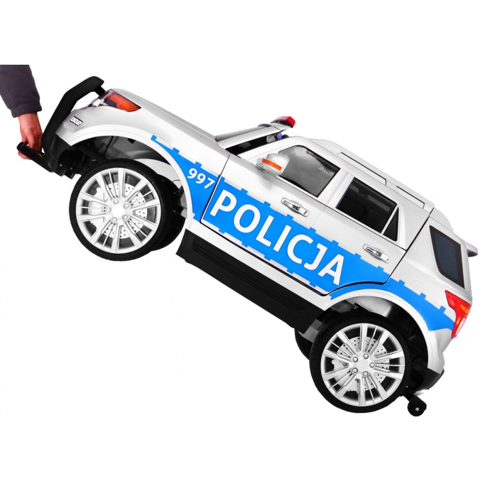 Vaikams skirtas baterijomis maitinamas policijos automobilis-visureigis + sirenos + šviesos + garsiakalbis + nuotolinio valdymo-