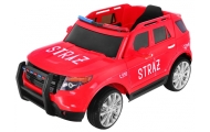 Auto SUV Straż Pożarna na akumulator dla dzieci + Syreny + Światła + Megafon + Pilot + Wolny Start + Naklejki