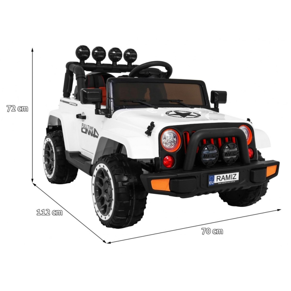 Elektromobilis Full Time 4WD 4x4, White-Elektromobiliai vaikams, Visureigiai-e-vaikas