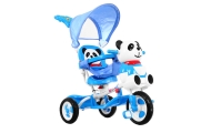 3-kołowy Rowerek dla dzieci Panda Niebieski + Dźwięki + Daszek + Barierka + Podnóżek + Rączka + Schowek
