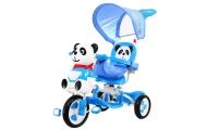 3-kołowy Rowerek dla dzieci Panda Niebieski + Dźwięki + Daszek + Barierka + Podnóżek + Rączka + Schowek
