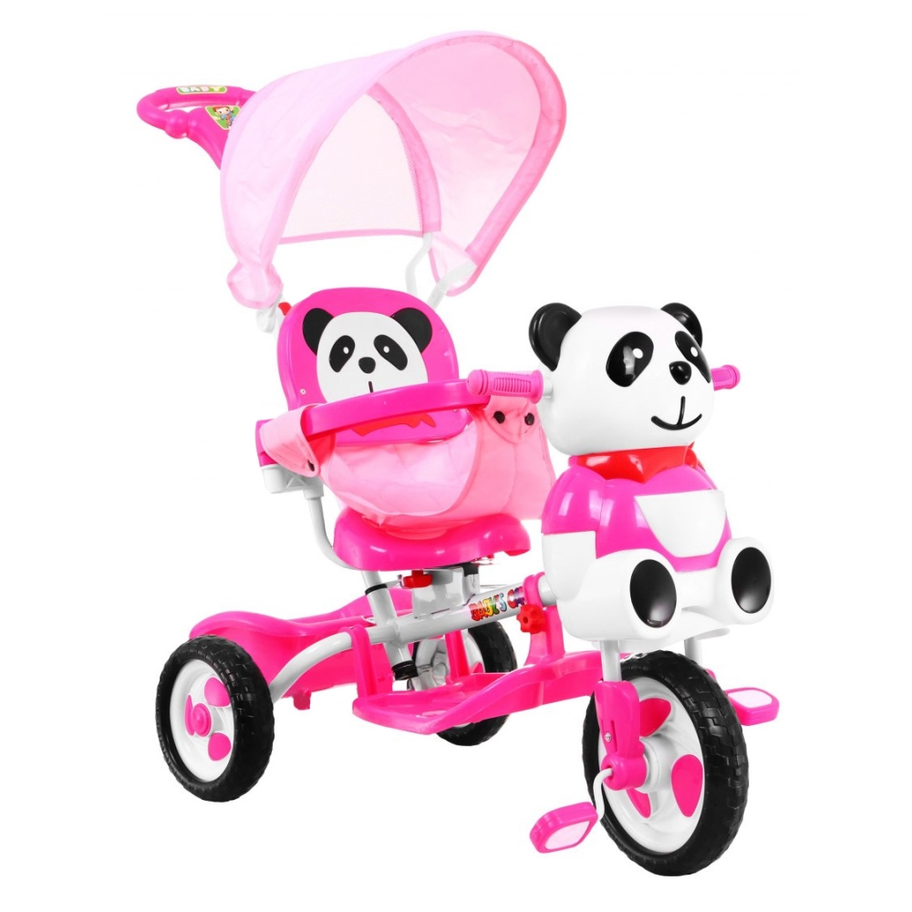 Triratis "Panda" + garsai + stogelis + barjeras + atrama kojoms + rankena + laikymo skyrius-Judėjimui, Triratukai vaikams-e-vaik