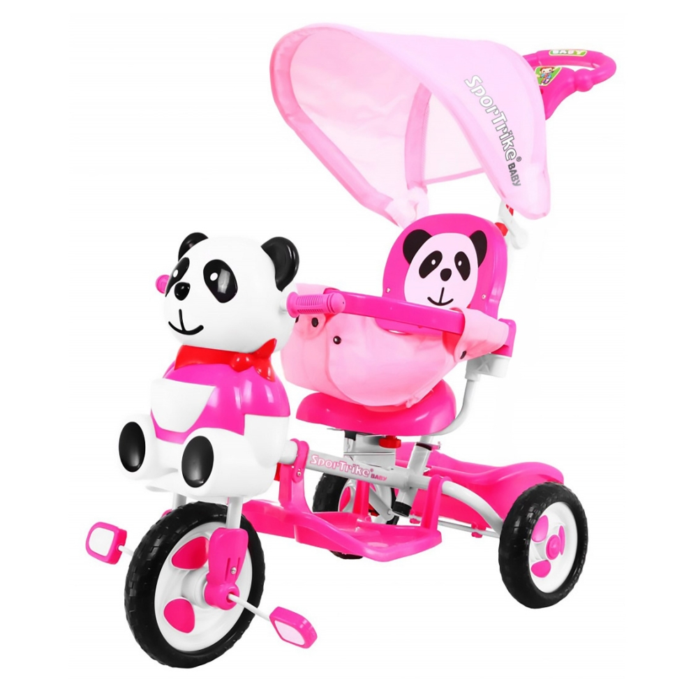 Triratis "Panda" + garsai + stogelis + barjeras + atrama kojoms + rankena + laikymo skyrius-Judėjimui, Triratukai vaikams-e-vaik