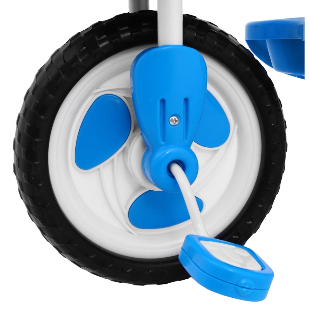 Triratis "Elephant Blue" + garsai + stogelis + barjeras + atrama kojoms + rankena + laikymo skyrius-Judėjimui, Triratukai vaikam