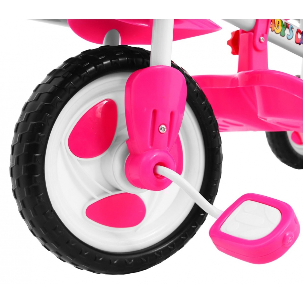 Triratis "Elephant Pink" + garsai + stogelis + barjeras + atrama kojoms + rankena + laikymo skyrius-Judėjimui, Triratukai vaikam