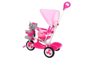 Triratis "Elephant Pink" + garsai + stogelis + barjeras + atrama kojoms + rankena + laikymo skyrius-Judėjimui, Triratukai vaikam
