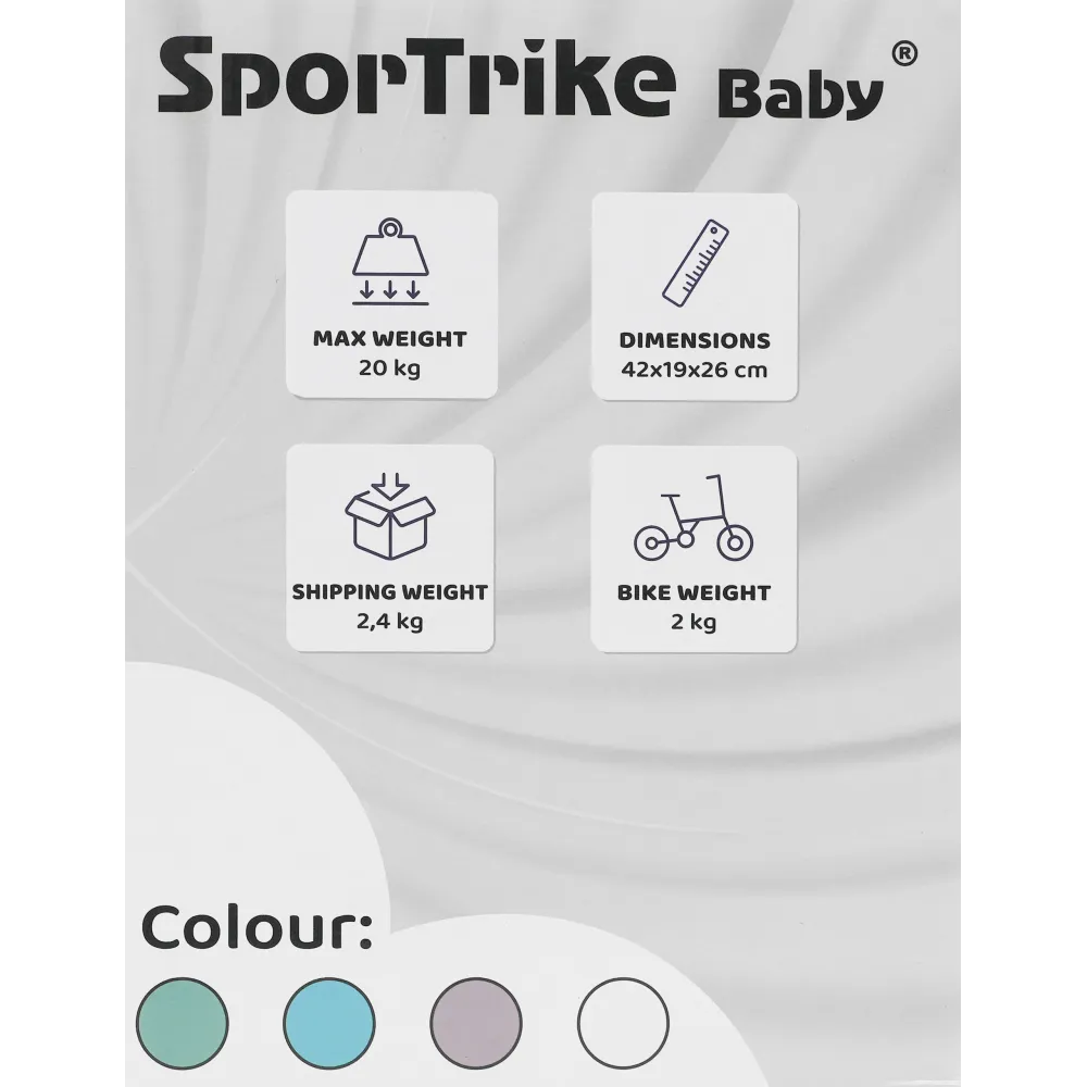 Pirmasis PettyTrike vaikiškas krosinis dviratis White 4 ratų SporTrike Rider-Judėjimui, Balansiniai dviratukai-e-vaikas