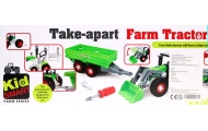 Rozkręcany Traktor z przyczepą dla dzieci 3+ Wkrętarka + Śrubokręt + Spychacz