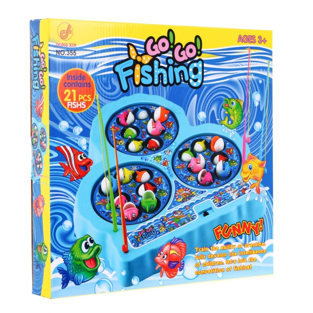 Gra zręcznościowa Łowienie Rybek dla dzieci 3+ różowy + 21 kolorowych Rybek + 4 Wędki + Plansza z 3 jeziorkami