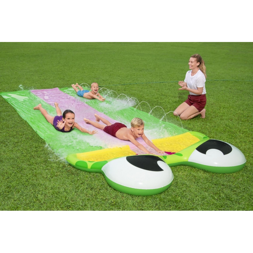 Potrójny Ślizg Wodny Żabka dla dzieci 3+ Tor 488cm BESTWAY + Łatka naprawcza