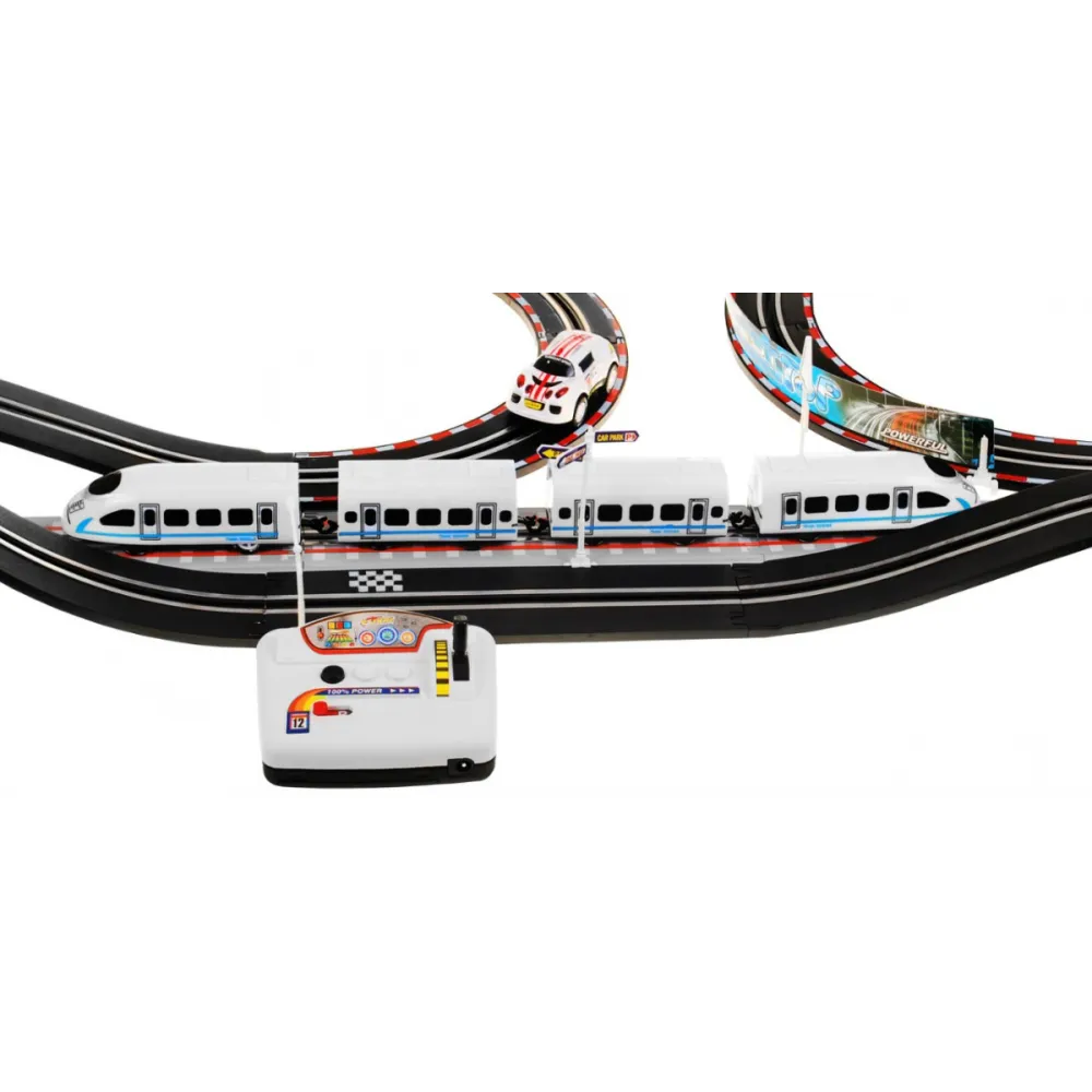 Tor wyścigowy Kolejka elektryczna 2w1 dla dzieci 6+ Zdalnie sterowane + Lokomotywy + Wagony + Autko