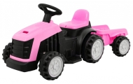 Elektrinis traktorius su priekaba, Pink-Elektromobiliai vaikams, Traktoriai-e-vaikas