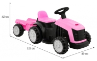 Elektrinis traktorius su priekaba, Pink-Elektromobiliai vaikams, Traktoriai-e-vaikas