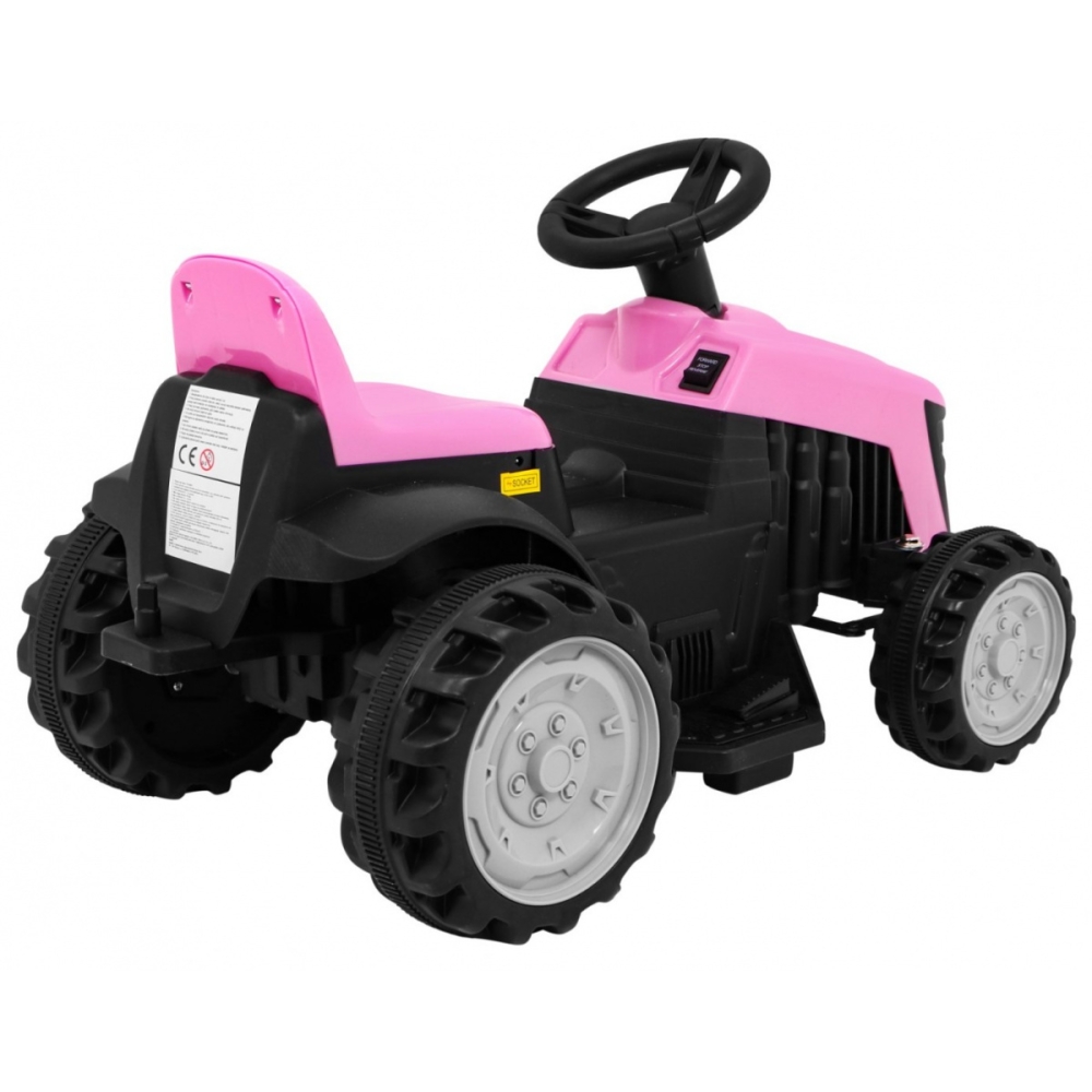 Elektrinis traktorius su priekaba, Pink-Elektromobiliai vaikams, Traktoriai-e-vaikas