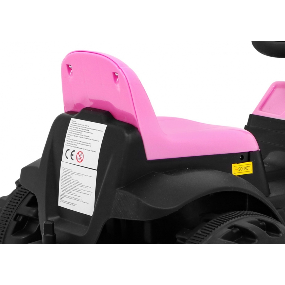 Elektrinis traktorius su priekaba, Pink-Elektromobiliai vaikams, Traktoriai-e-vaikas