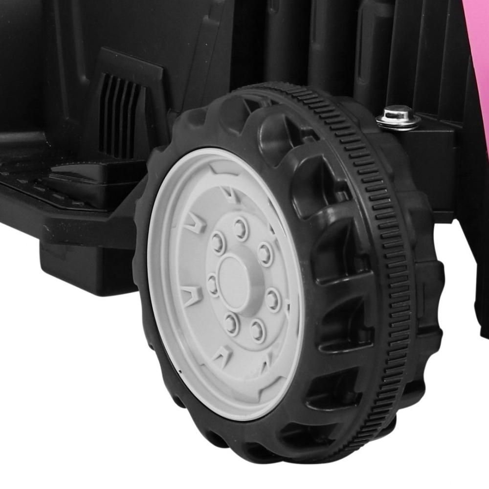 Elektrinis traktorius su priekaba, Pink-Elektromobiliai vaikams, Traktoriai-e-vaikas