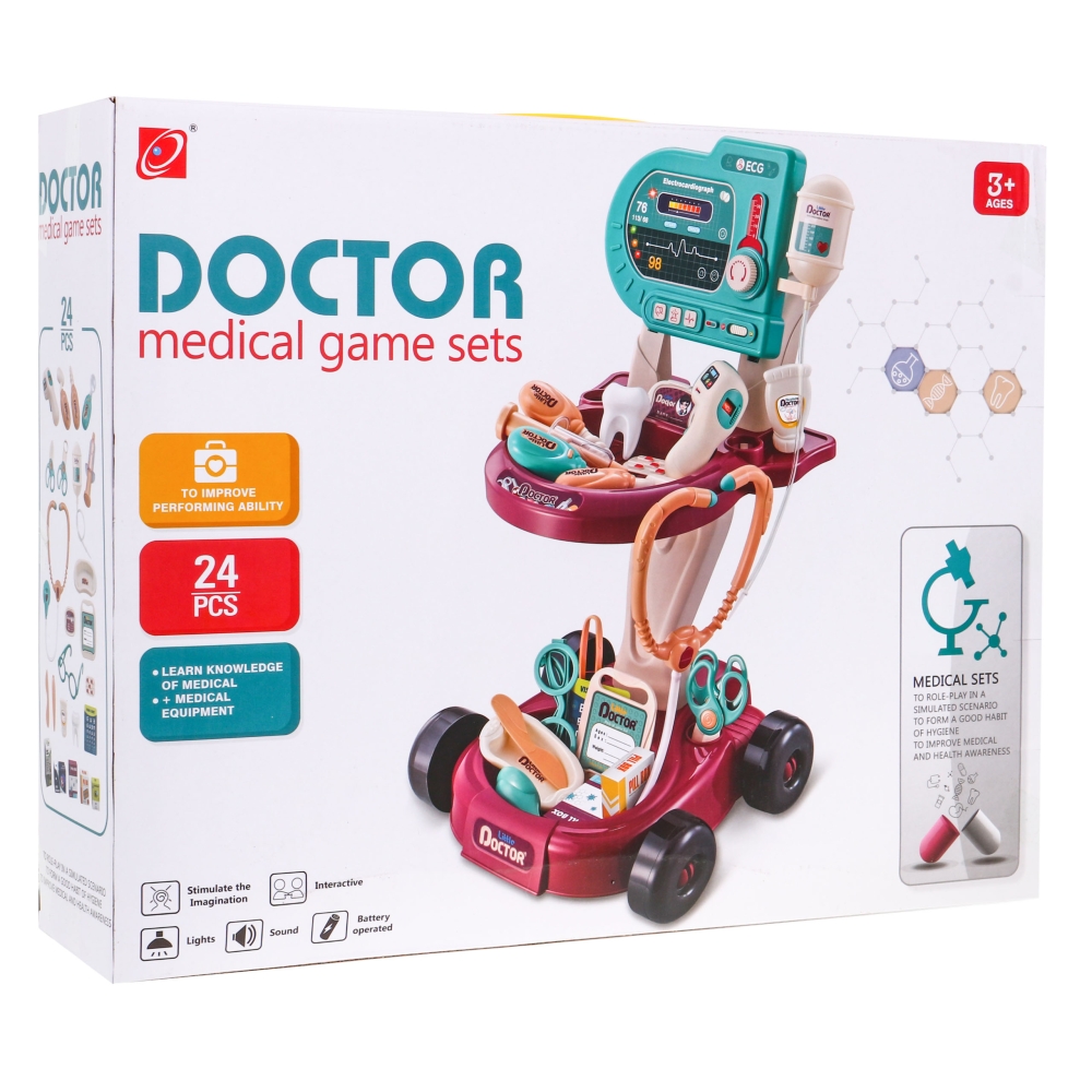 Vaikų medicininis rinkinys 3+ vežimėlis