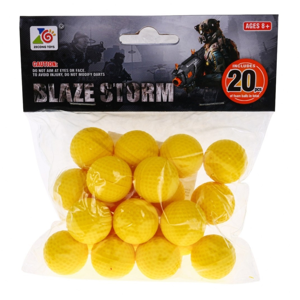 Zestaw 20 kulek z pianki Amunicja do Pistoletów Karabinów Blaze Storm Naboje dla dzieci 8+
