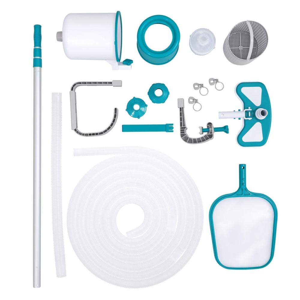 Plaukimo baseino valymo rinkinys BESTWAY 3-in-1 + dulkių siurblys + sietelis + skimeris