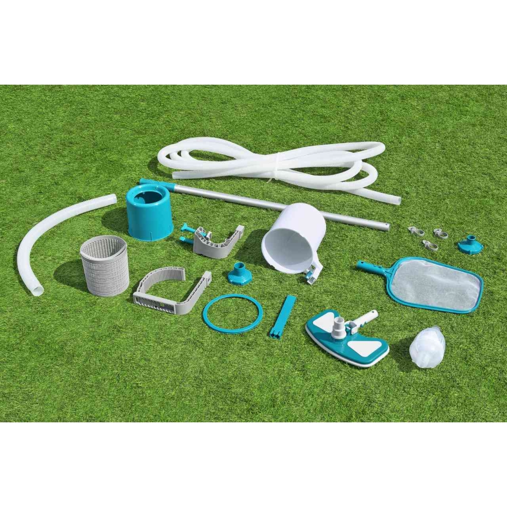Plaukimo baseino valymo rinkinys BESTWAY 3-in-1 + dulkių siurblys + sietelis + skimeris