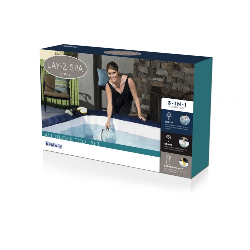 Zestaw Czyszczący 3w1 do Jacuzzi Lay-Z-Spa BESTWAY + Siatka + Szczotka + Rękawica