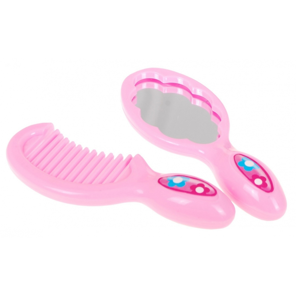 Didelė stiliaus lėlė vaikams 3+ blondinė + 2 drabužiai + šukos + veidrodis
