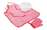 Czerwony zestaw małego Kucharza dla dzieci 3+ Strój szefa kuchni + Garnki + Akcesoria 14 el.