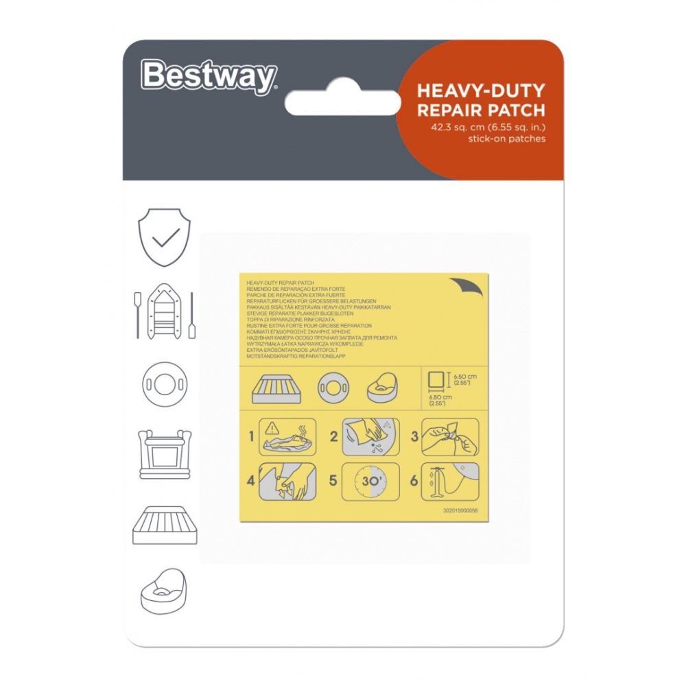 10 PVC medžiagų remonto pleistrų rinkinys 6,5x6,5 cm BESTWAY