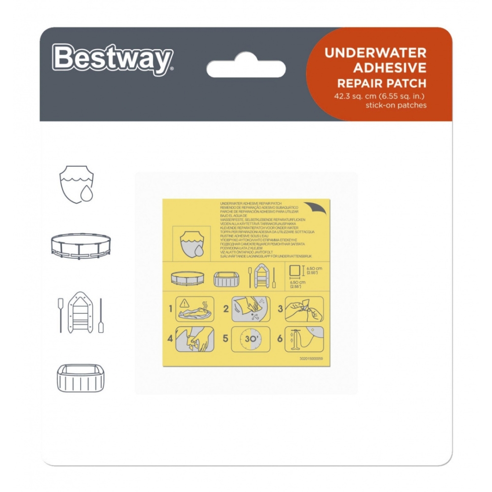"Bestway" vandeniui atsparūs pripučiamo baseino čiužinio remonto pleistrai 62091
