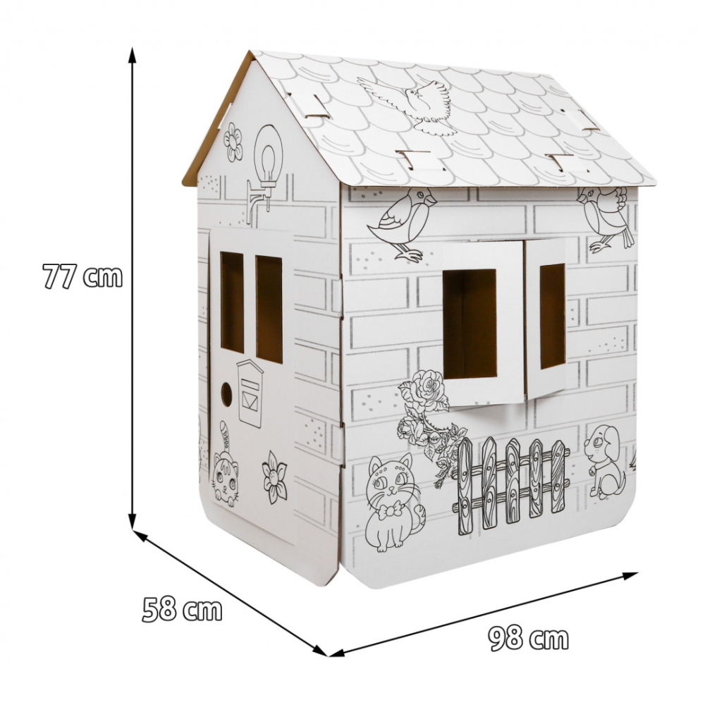 Kartoninis spalvinimo 3D namas XXL su žirgais-Žaislai, Kūrybiniai žaislai, Kūrybiniai rinkiniai-e-vaikas