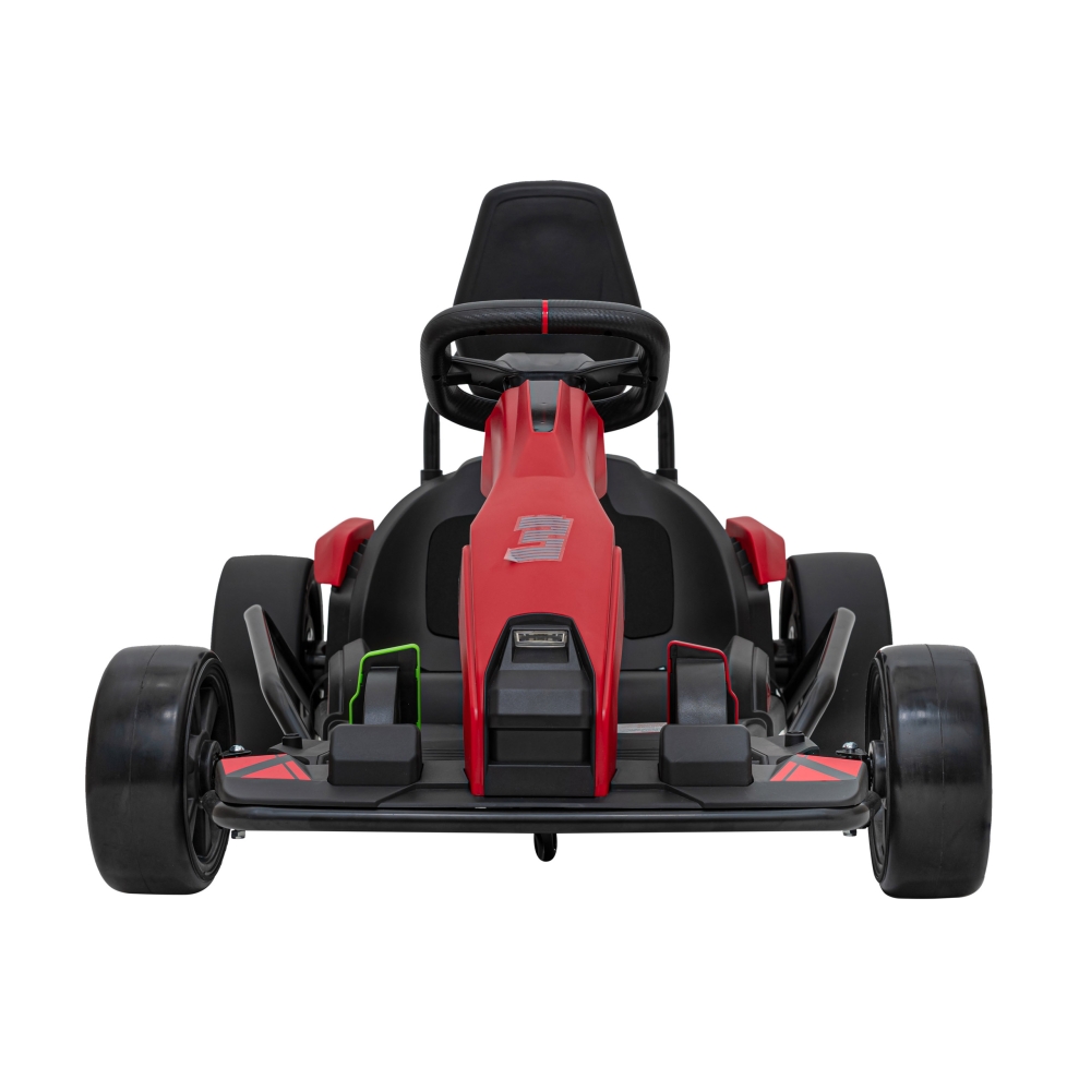 Akumuliatorinis kartingas „Fast 3 Drift“ vaikams, raudonas + Driftavimo funkcija + 2x150 W varikliai + LED apšvietimas + Saugos-